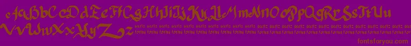 PulangDariParis-Schriftart – Braune Schriften auf violettem Hintergrund