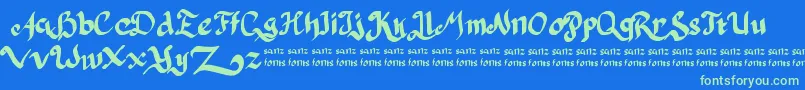 Fonte PulangDariParis – fontes verdes em um fundo azul