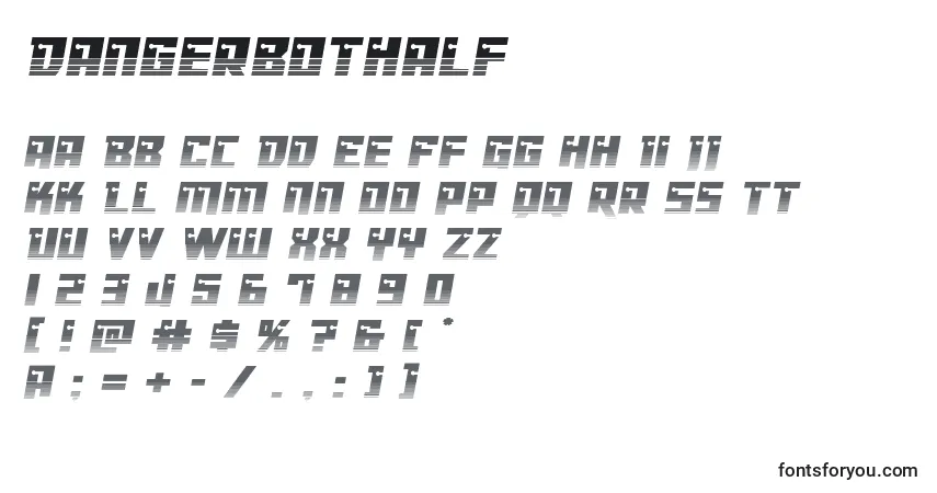 A fonte Dangerbothalf – alfabeto, números, caracteres especiais
