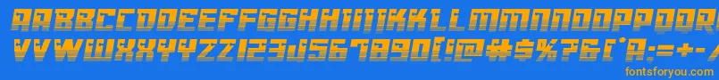 Dangerbothalf-Schriftart – Orangefarbene Schriften auf blauem Hintergrund