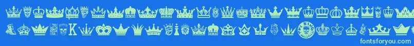 TheKing-Schriftart – Grüne Schriften auf blauem Hintergrund