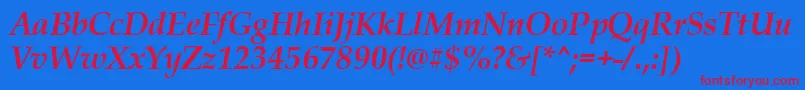 PalladiusBoldItalic Font – Red Fonts on Blue Background