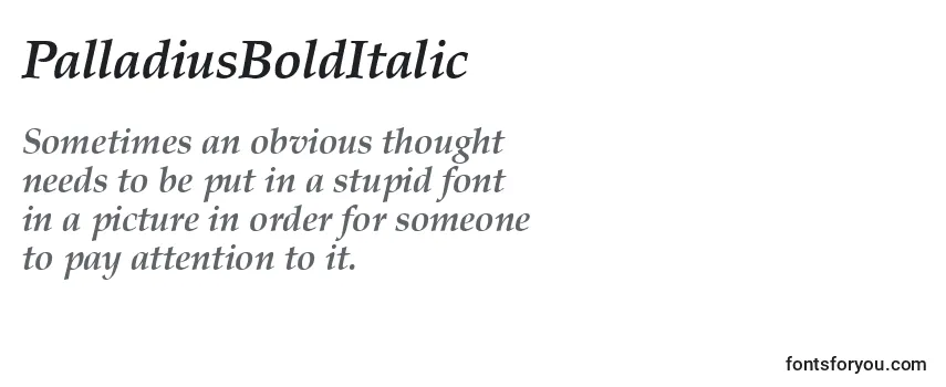 Überblick über die Schriftart PalladiusBoldItalic