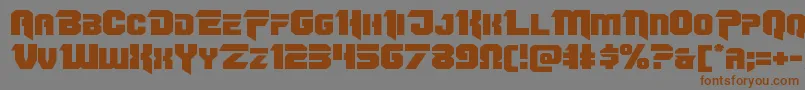 フォントOmegaforceexpand12 – 茶色の文字が灰色の背景にあります。