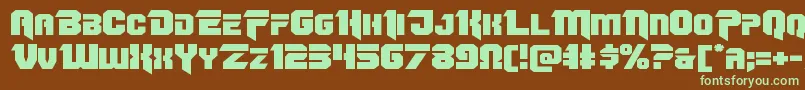 フォントOmegaforceexpand12 – 緑色の文字が茶色の背景にあります。