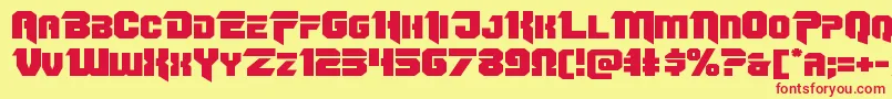 フォントOmegaforceexpand12 – 赤い文字の黄色い背景