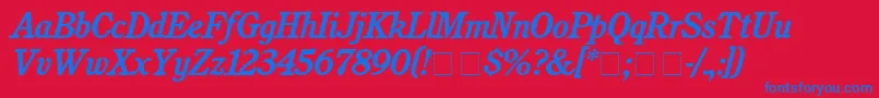 CushingBolditalic Font – Blue Fonts on Red Background