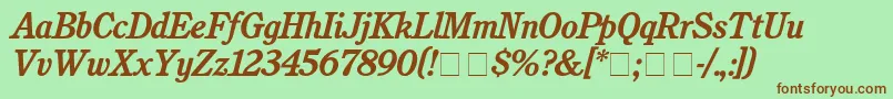 CushingBolditalic-fontti – ruskeat fontit vihreällä taustalla