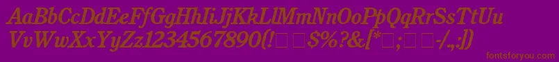 CushingBolditalic-Schriftart – Braune Schriften auf violettem Hintergrund