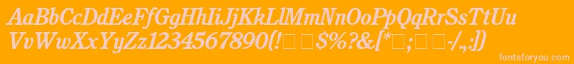 CushingBolditalic-fontti – vaaleanpunaiset fontit oranssilla taustalla