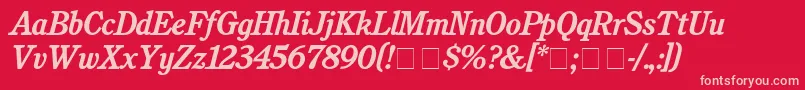 CushingBolditalic Font – Pink Fonts on Red Background