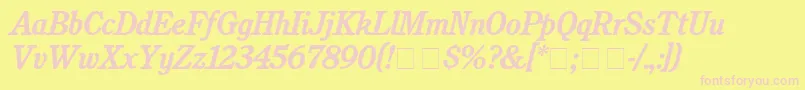 CushingBolditalic Font – Pink Fonts on Yellow Background