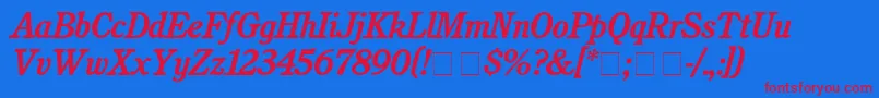 CushingBolditalic Font – Red Fonts on Blue Background