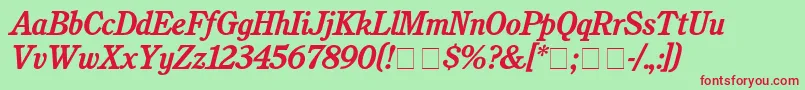 CushingBolditalic Font – Red Fonts on Green Background