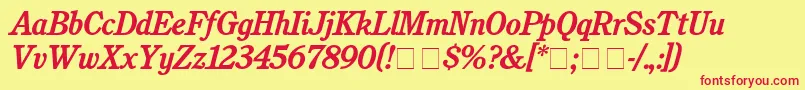 CushingBolditalic Font – Red Fonts on Yellow Background