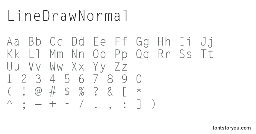 A fonte LineDrawNormal – alfabeto, números, caracteres especiais