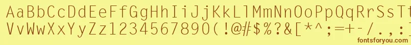 フォントLineDrawNormal – 茶色の文字が黄色の背景にあります。