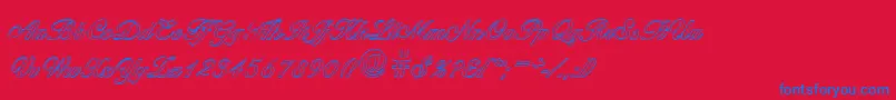 BallantinesoutlineMediumRegular-Schriftart – Blaue Schriften auf rotem Hintergrund