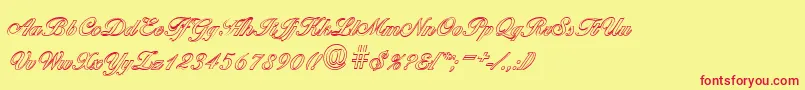 BallantinesoutlineMediumRegular-Schriftart – Rote Schriften auf gelbem Hintergrund