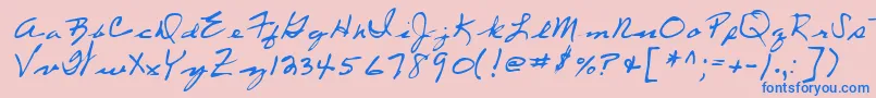 Lehn053 Font – Blue Fonts on Pink Background