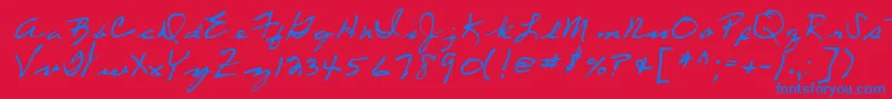 Lehn053-Schriftart – Blaue Schriften auf rotem Hintergrund