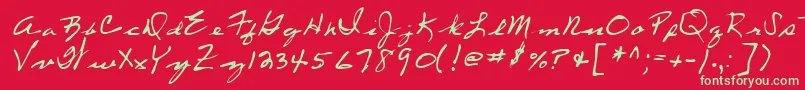 Lehn053 Font – Green Fonts on Red Background
