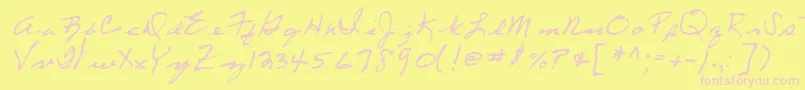 Lehn053-Schriftart – Rosa Schriften auf gelbem Hintergrund