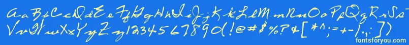 Lehn053 Font – Yellow Fonts on Blue Background