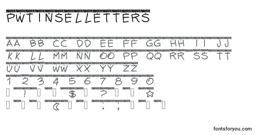 A fonte Pwtinselletters – alfabeto, números, caracteres especiais