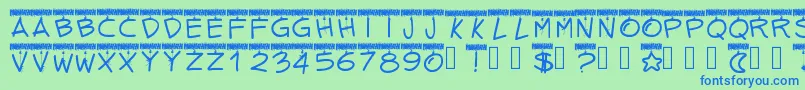 Pwtinselletters Font – Blue Fonts on Green Background