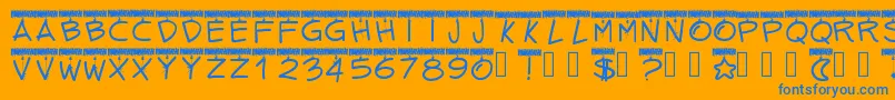 Pwtinselletters Font – Blue Fonts on Orange Background