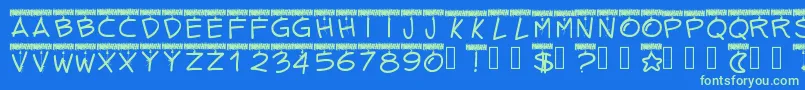 Pwtinselletters Font – Green Fonts on Blue Background