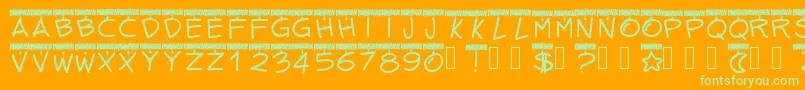 Pwtinselletters Font – Green Fonts on Orange Background