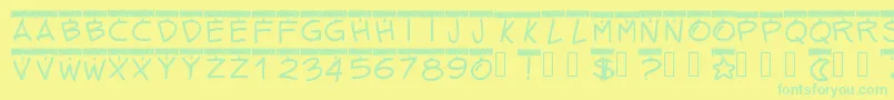 Pwtinselletters Font – Green Fonts on Yellow Background