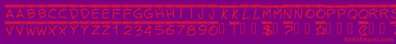 Pwtinselletters-Schriftart – Rote Schriften auf violettem Hintergrund