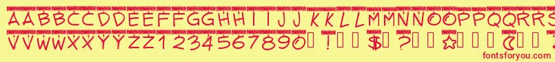 Czcionka Pwtinselletters – czerwone czcionki na żółtym tle