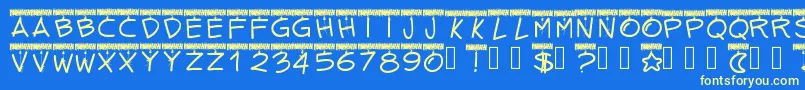 Pwtinselletters Font – Yellow Fonts on Blue Background