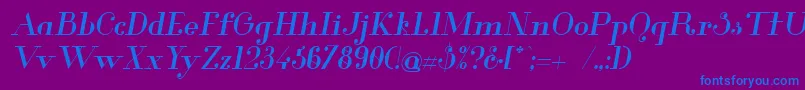 Police GlamorMediumItalic – polices bleues sur fond violet