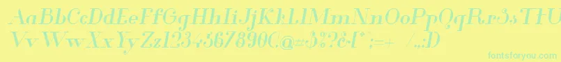 GlamorMediumItalic Font – Green Fonts on Yellow Background