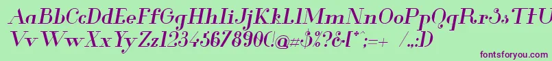 GlamorMediumItalic Font – Purple Fonts on Green Background