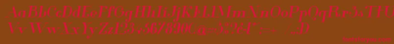 フォントGlamorMediumItalic – 赤い文字が茶色の背景にあります。
