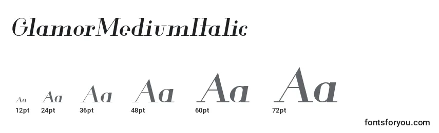Größen der Schriftart GlamorMediumItalic (48382)