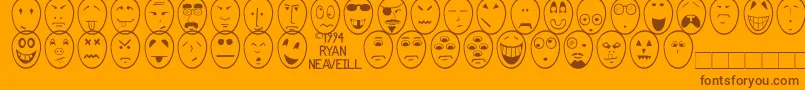 Czcionka FunnyFace – brązowe czcionki na pomarańczowym tle