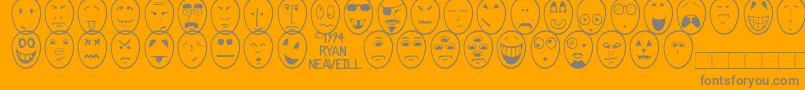 FunnyFace-Schriftart – Graue Schriften auf orangefarbenem Hintergrund