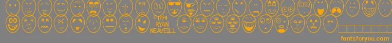 Weitere Informationen zur FunnyFace-Schriftart FunnyFace-Schriftart – Orangefarbene Schriften auf grauem Hintergrund