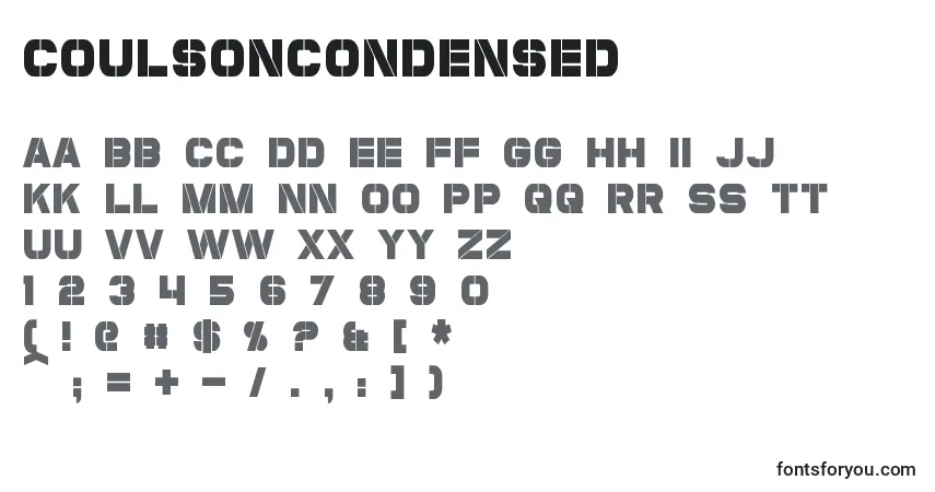 Шрифт CoulsonCondensed – алфавит, цифры, специальные символы