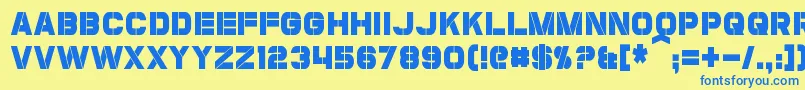 フォントCoulsonCondensed – 青い文字が黄色の背景にあります。