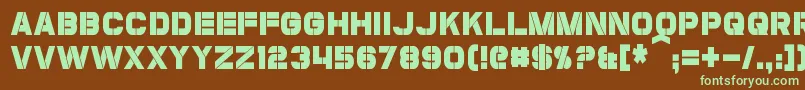 フォントCoulsonCondensed – 緑色の文字が茶色の背景にあります。