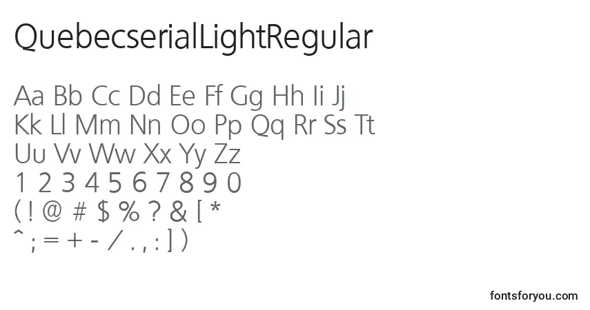 Шрифт QuebecserialLightRegular – алфавит, цифры, специальные символы