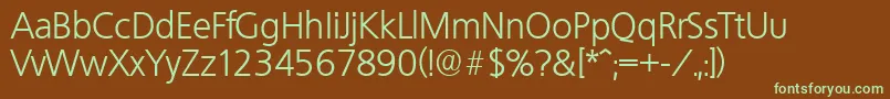 QuebecserialLightRegular-fontti – vihreät fontit ruskealla taustalla